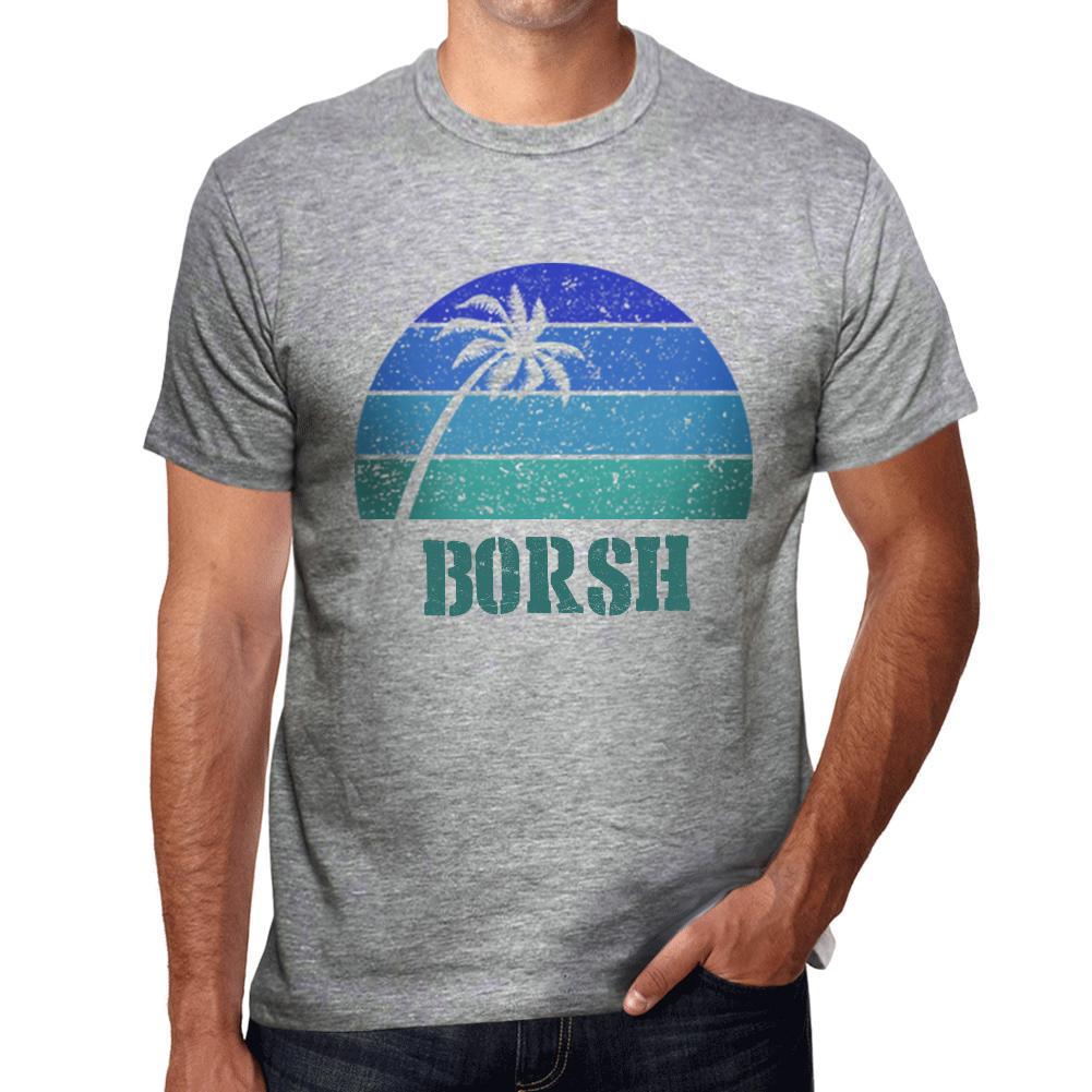 Ultrabasic Vintage T-shirt voor heren, grafisch T-shirt BORSH zonsondergang grijs gemêleerd