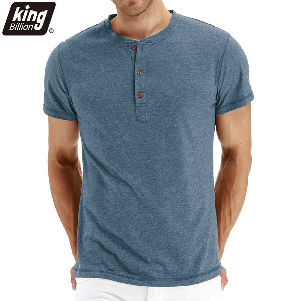 King Billion Nieuwe heren T-shirt Henry Neck Fashion Design Slim Fit Effen T-shirts Mannelijke Tops Tees T-shirt met korte mouwen voor heren