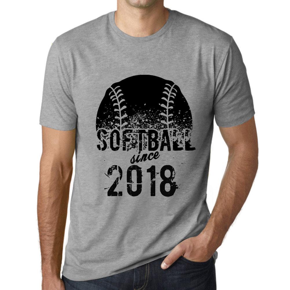 Ultrabasic Heren T-shirt Grafisch Softbal Sinds 2018 Gris Chine