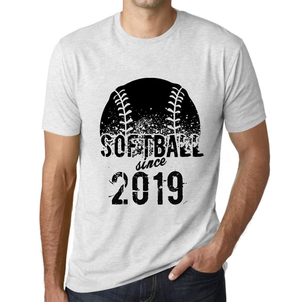 Ultrabasic Heren Vintage T-shirt Grafisch T-shirt Softbal Sinds 2019 Vintage Wit