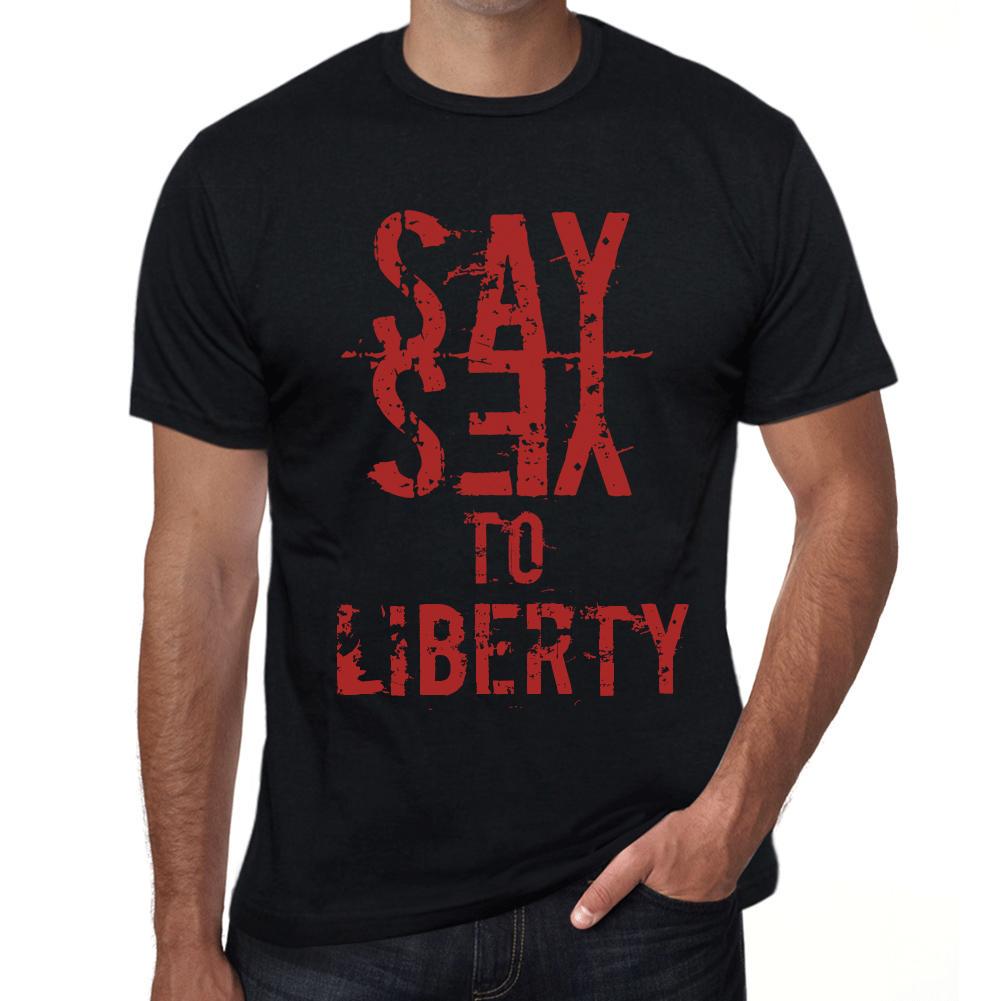 Ultrabasic Vintage T-shirt voor heren Grafisch T-shirt Say Yes to Liberty Diepzwart XS zwart