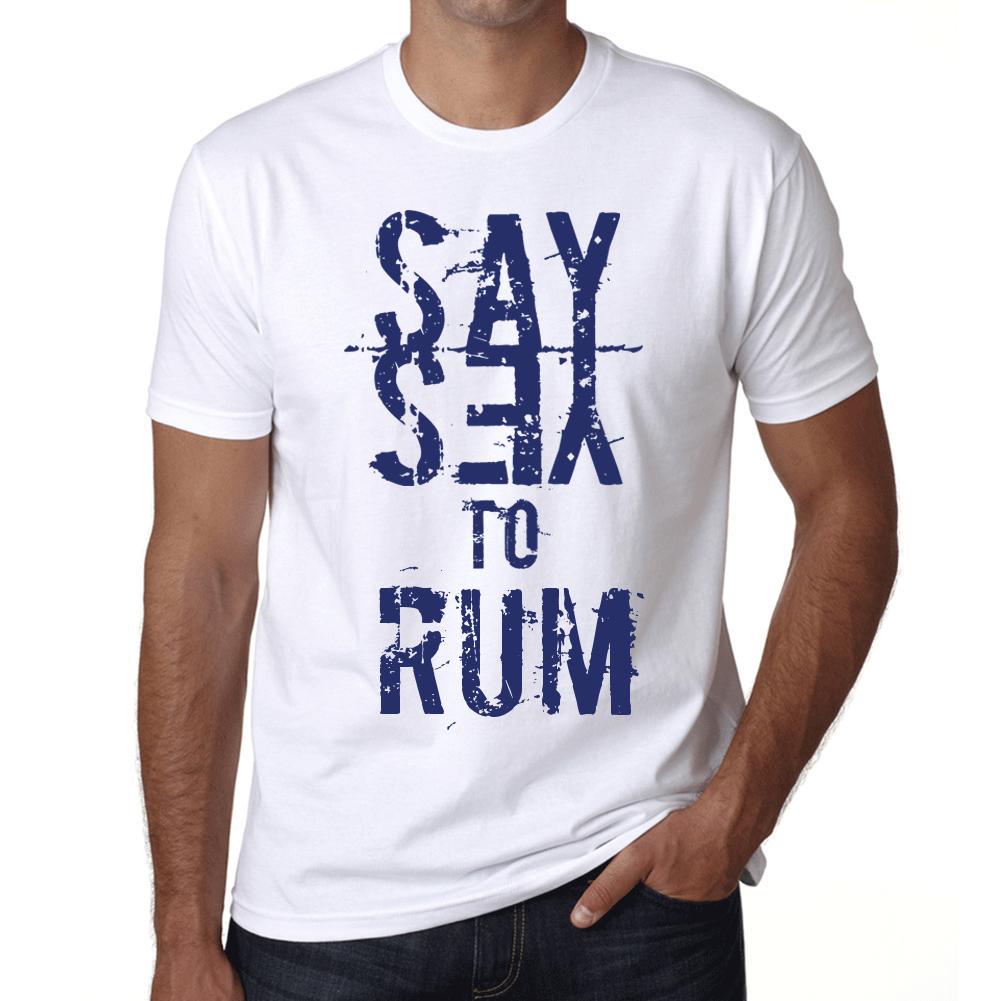 Ultrabasic Vintage T-shirt voor heren, grafisch T-shirt Zeg ja tegen Rum Wit