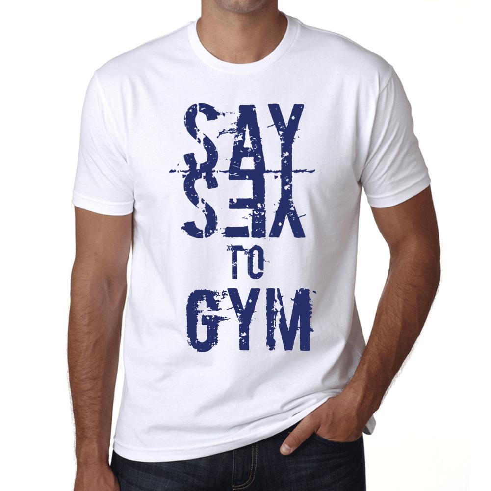 Ultrabasic Vintage T-shirt voor heren, grafisch T-shirt, zeg ja tegen gym, wit