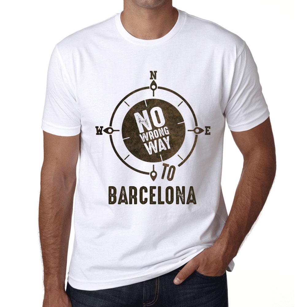 Ultrabasic Heren Vintage Tee Shirt Graphic T Shirt No Wrong Way Barcelona Wit