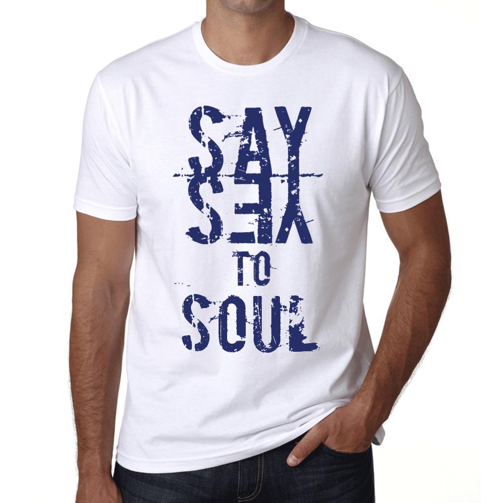 Ultrabasic Vintage T-shirt voor heren, grafisch T-shirt Zeg ja tegen Soul White