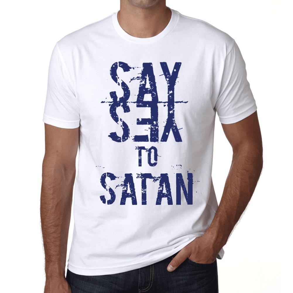 Ultrabasic Vintage T-shirt voor heren Grafisch T-shirt Zeg ja tegen Satan White