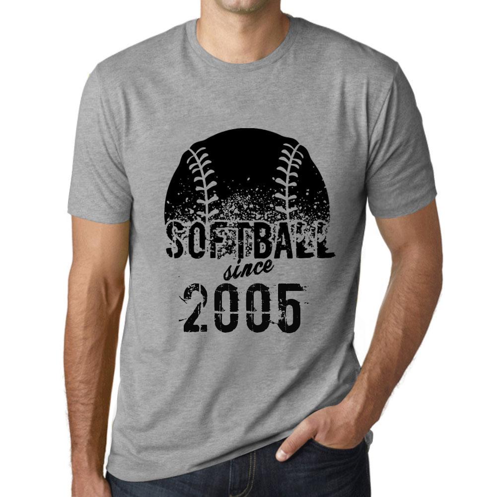 Ultrabasic Heren T-shirt Grafisch Softbal Sinds 2005 Gris Chine