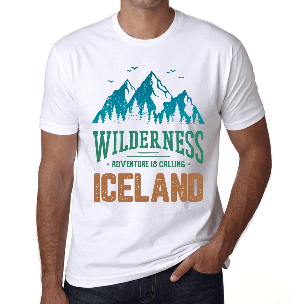 Ultrabasic Heren Vintage T-shirt Grafisch T-shirt Wildernis IJsland Wit