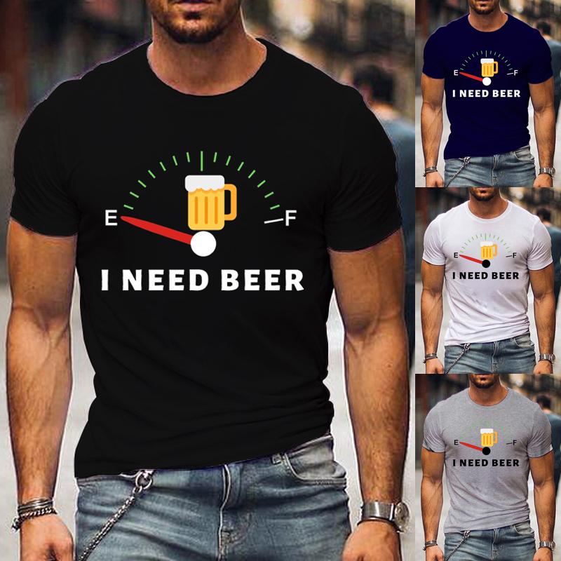 RR58LQ Grappig Ik heb bierprint nodig T-shirt voor heren Zomer Casual korte mouw T-shirt Dames Heren Grafische print T-shirts