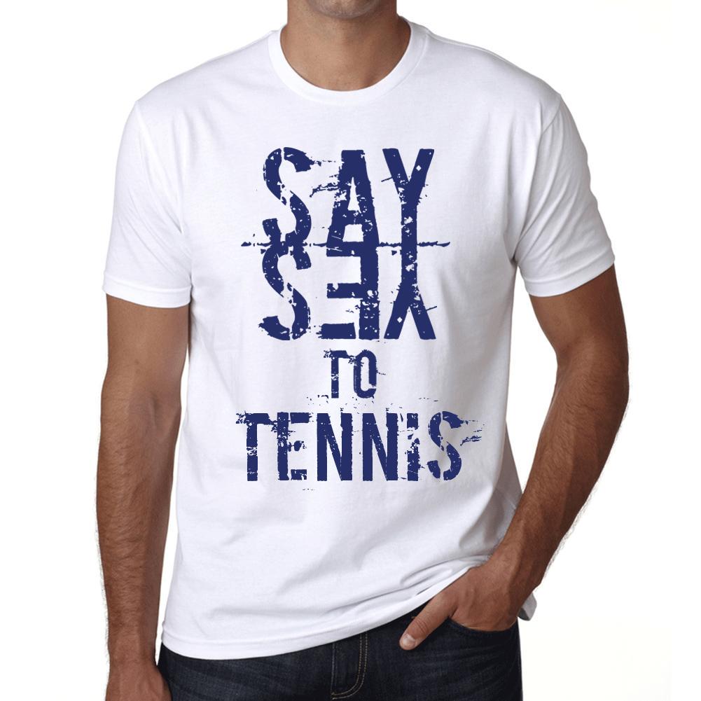 Ultrabasic Vintage T-shirt voor heren, grafisch T-shirt Zeg ja tegen Tennis Wit