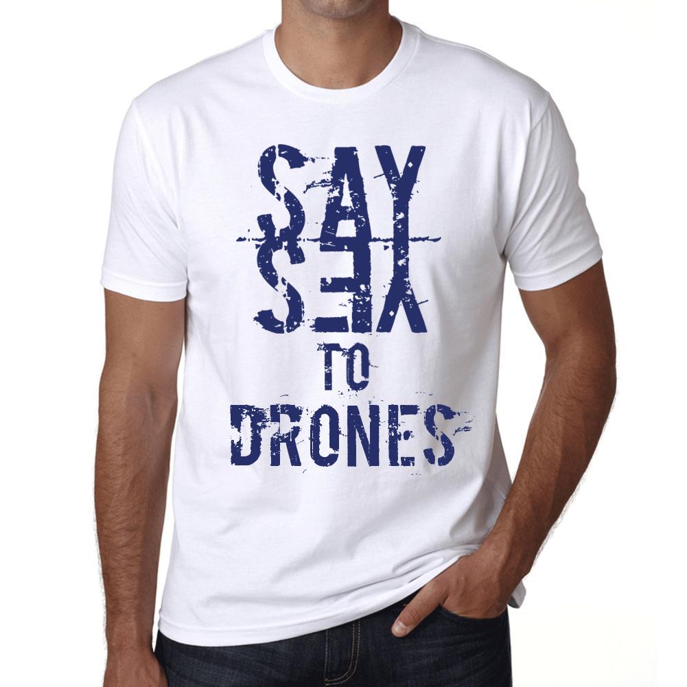 Ultrabasic Heren Vintage T-shirt Grafisch T-shirt Zeg ja tegen Drones Wit