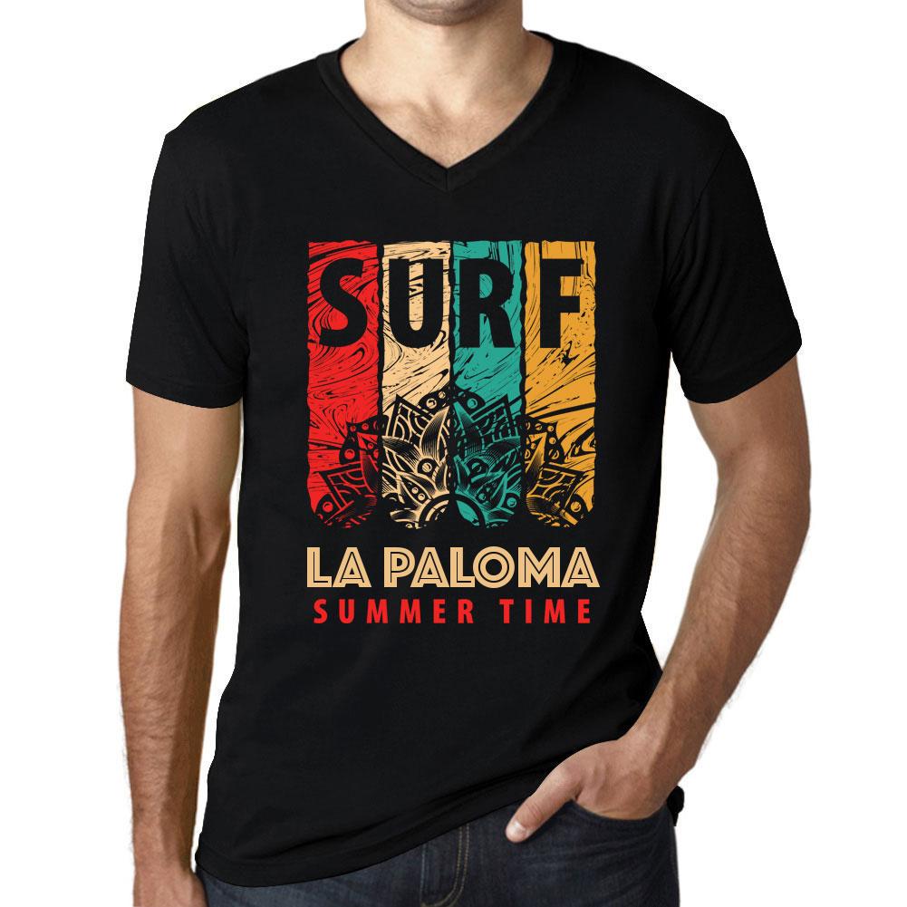 Ultrabasic Heren Vintage T-shirt Grafisch T-shirt V-hals Surf Zomertijd LA PALOMA Diepzwart