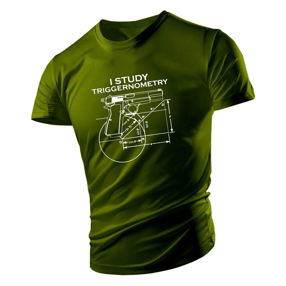 Mr. Burst Vier Seizoenen Vrijetijdssport Heren Nieuwe 2d Pistol Print O-Kraag Korte Mouwen T-shirt Los En Comfortabel Ademend Snel droog