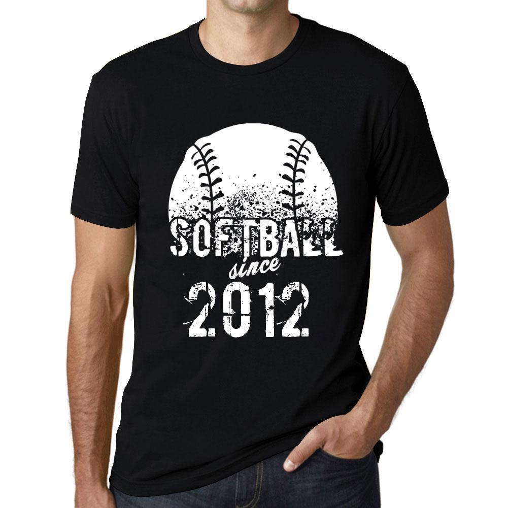 Ultrabasic Vintage T-shirt voor heren Grafisch T-shirt Softbal sinds 2012 Diepzwart