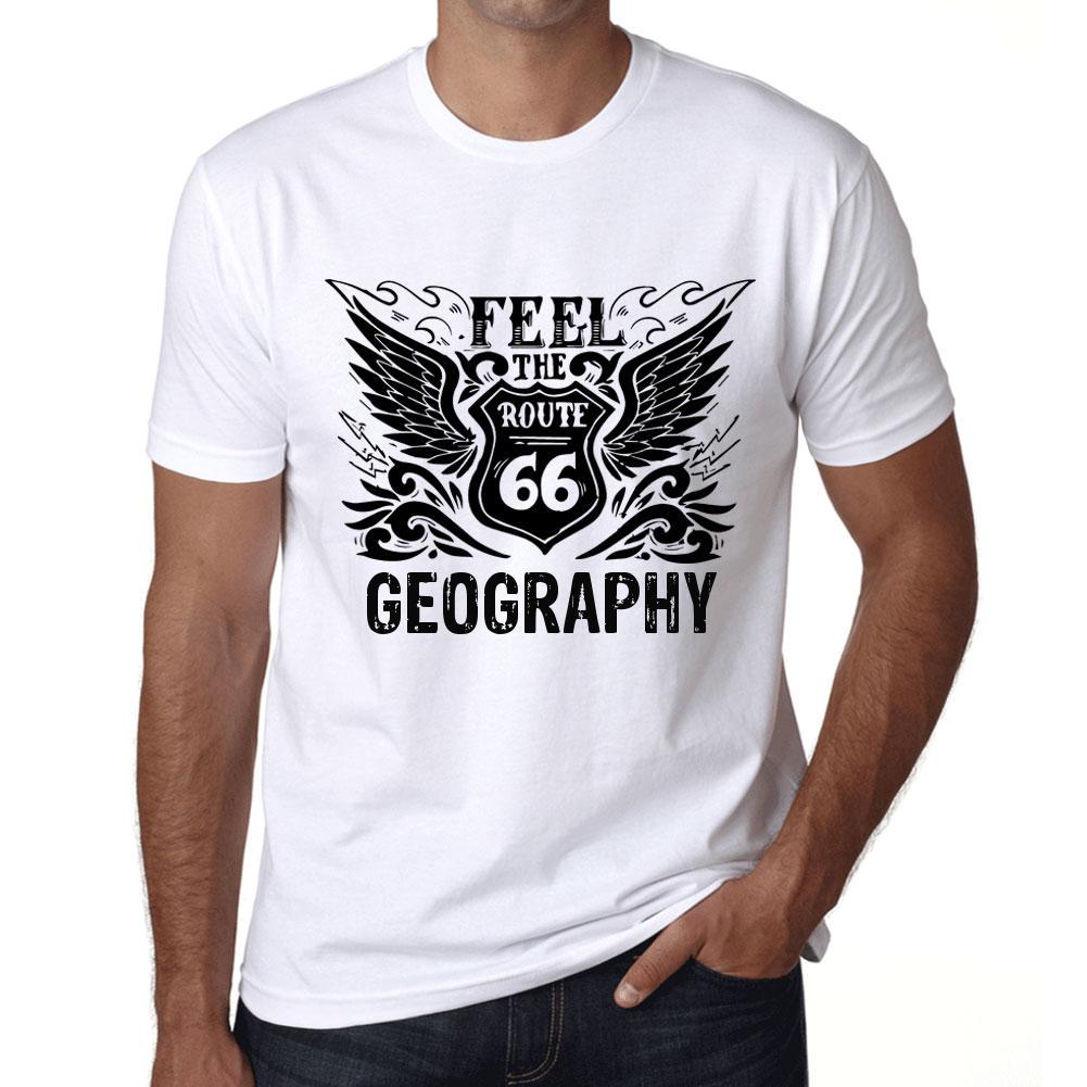 Ultrabasic Vintage T-shirt voor heren Grafisch T-shirt Voel de geografie Wit