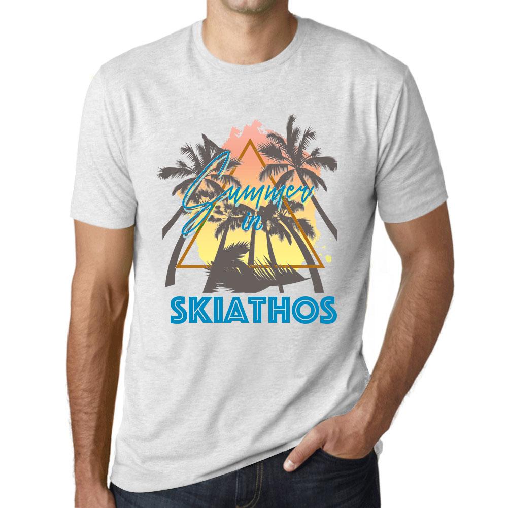 Ultrabasic Heren Vintage T-shirt Grafisch T-shirt Zomer Driehoek Skiathos Vintage Wit