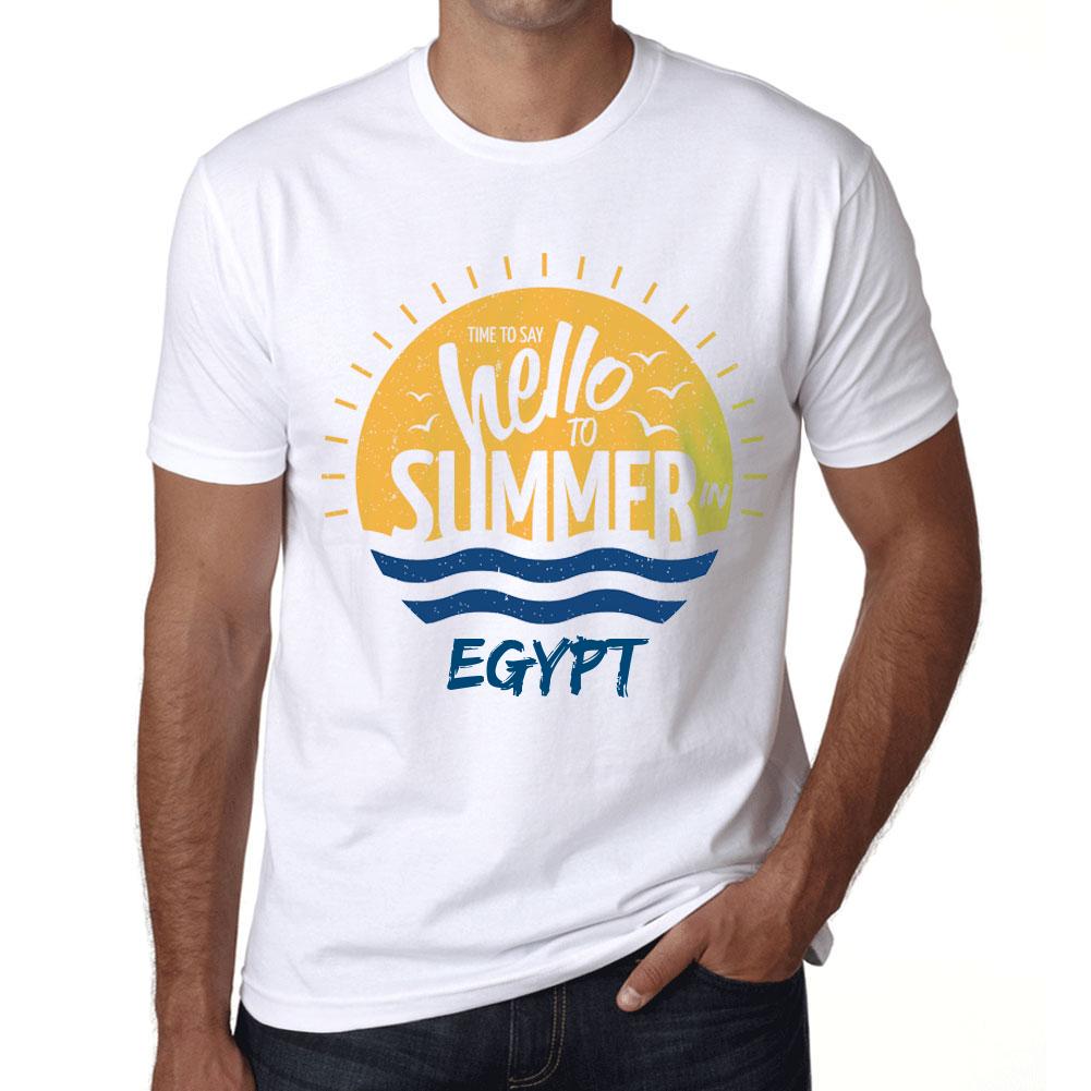 Ultrabasic Heren Vintage T-shirt Grafisch T-shirt Tijd om hallo te zeggen tegen de zomer in Egypte Wit