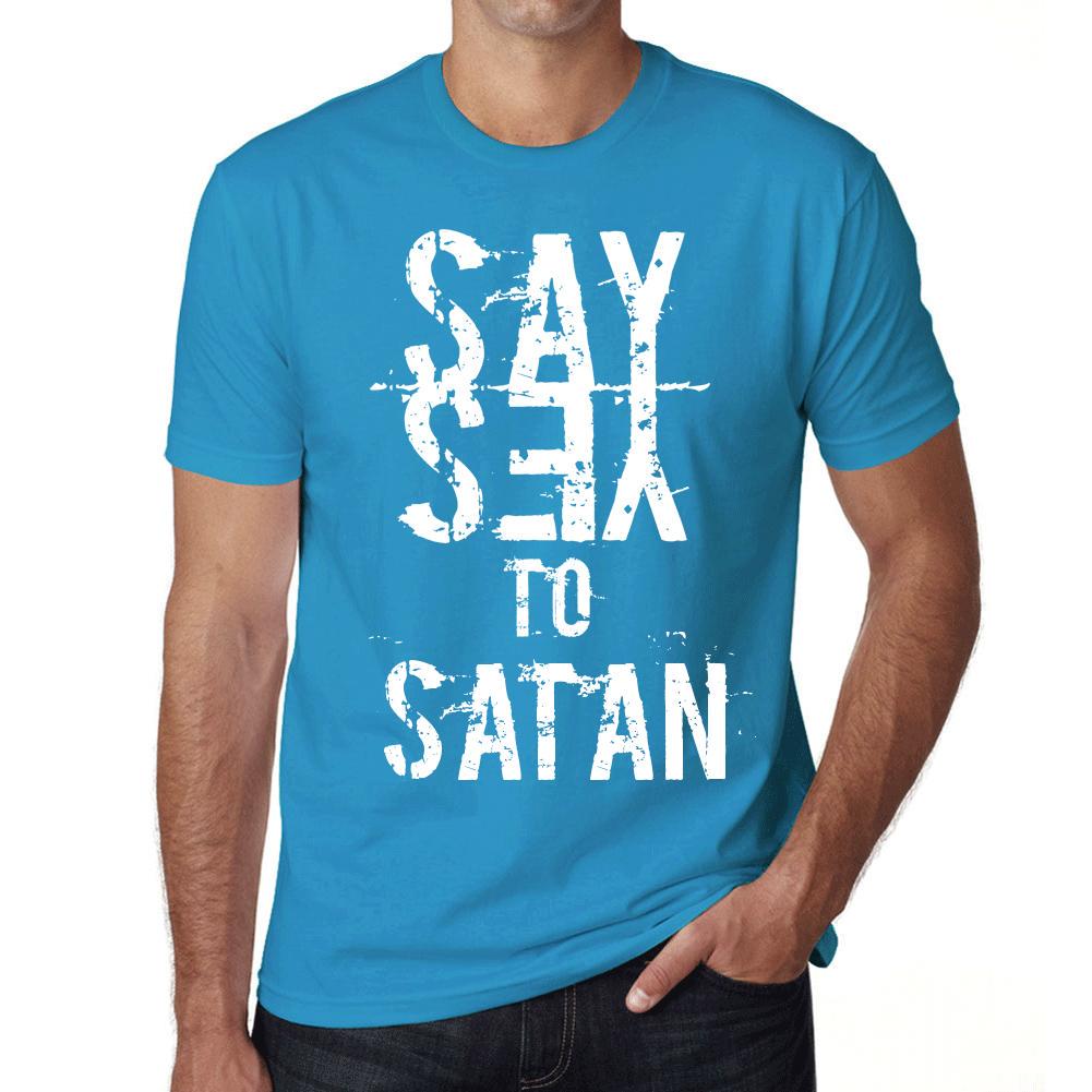 Ultrabasic Mannen Vintage Tee Shirt Graphic T Shirt Zeg Ja tegen Satan Aqua