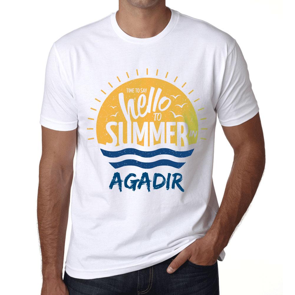 Ultrabasic Heren vintage T-shirt Grafisch T-shirt Tijd om hallo te zeggen tegen de zomer in Agadir wit