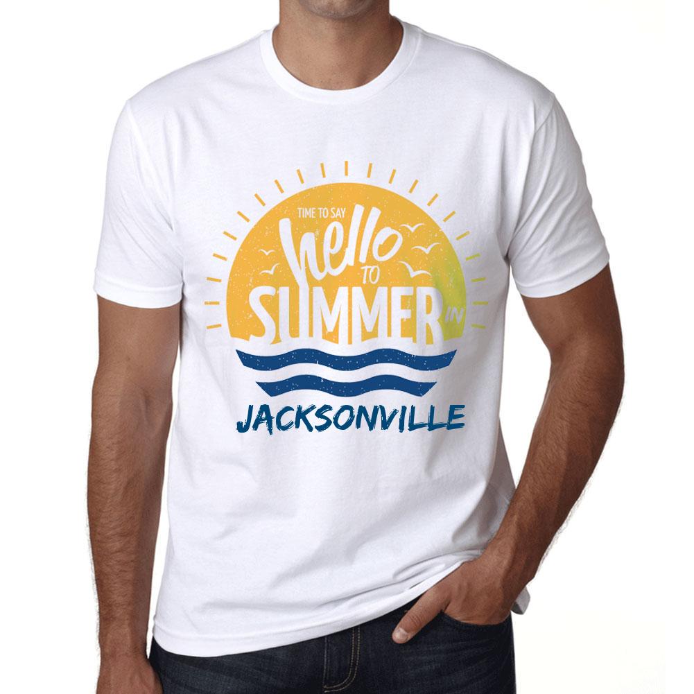 Ultrabasic Vintage T-shirt voor heren, grafisch T-shirt Tijd om hallo te zeggen tegen de zomer in Jacksonville White