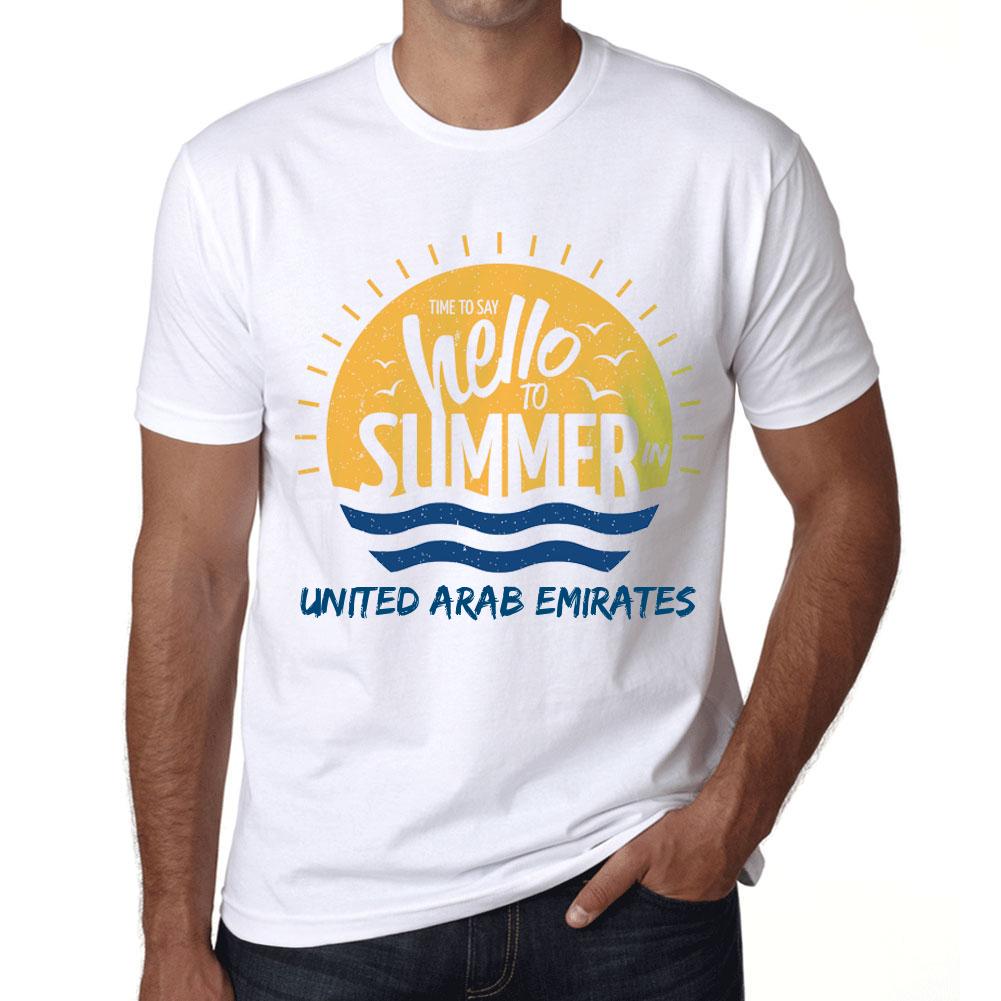 Ultrabasic Vintage T-shirt voor heren Grafisch T-shirt Tijd om hallo te zeggen tegen de zomer in Wit van de Verenigde Arabische Emiraten