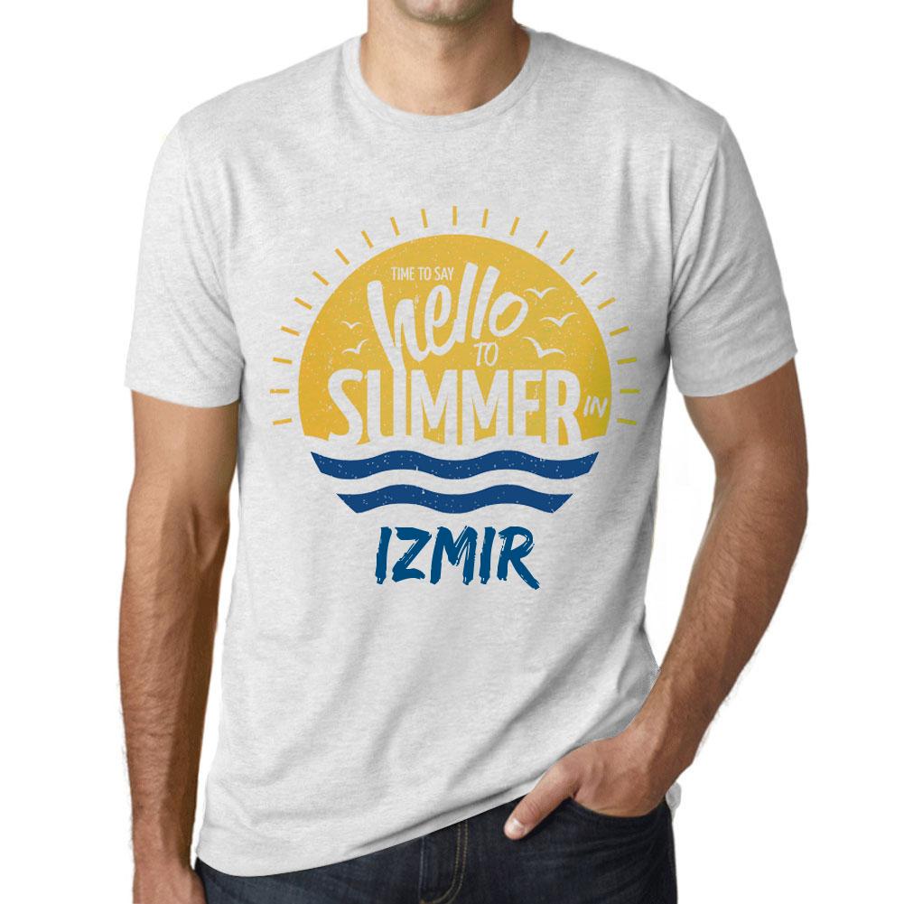 Ultrabasic Vintage T-shirt voor heren, grafisch T-shirt Tijd om hallo te zeggen tegen de zomer in Izmir Vintage White