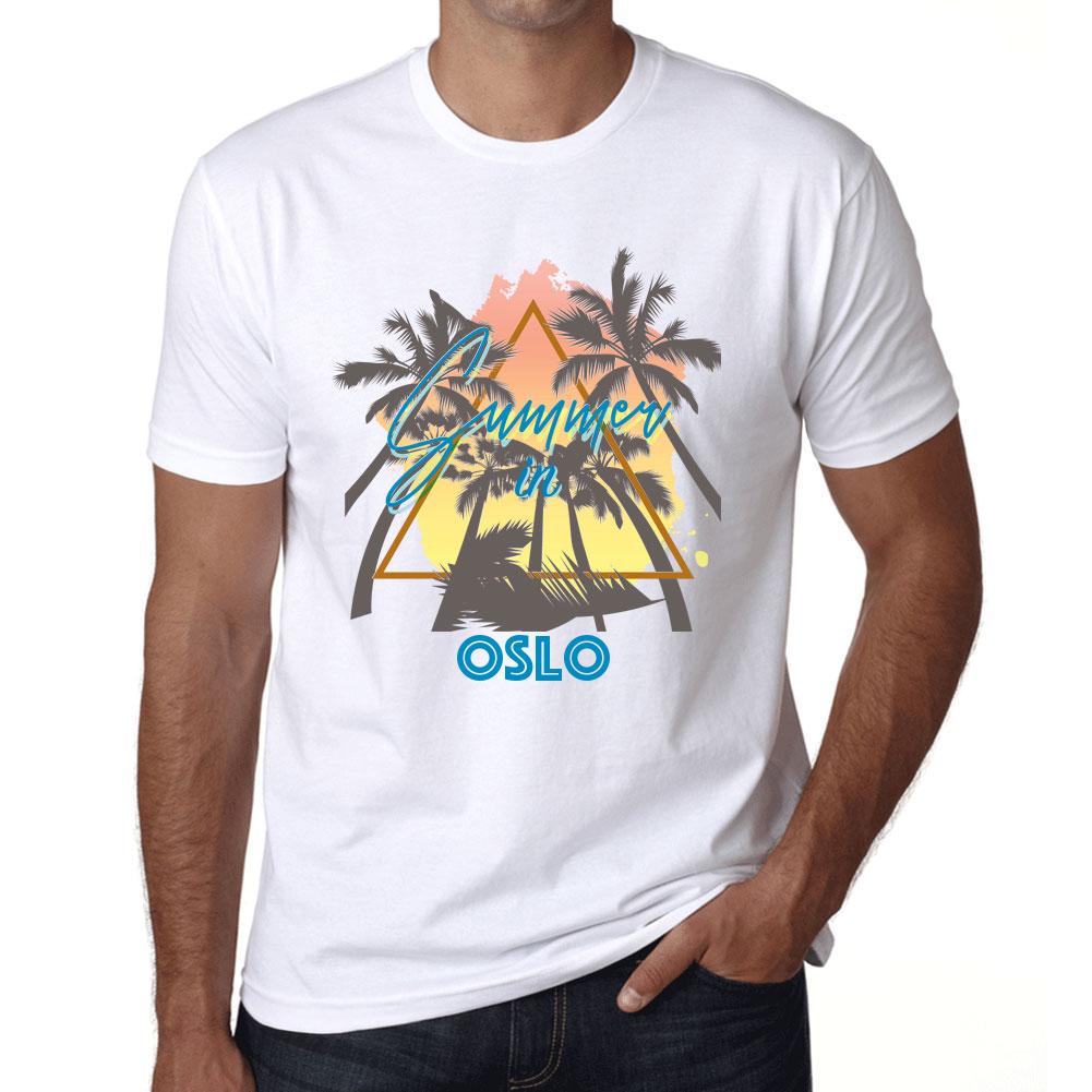 Ultrabasic Heren Vintage T-shirt Grafisch T-shirt Zomer Driehoek Oslo Wit