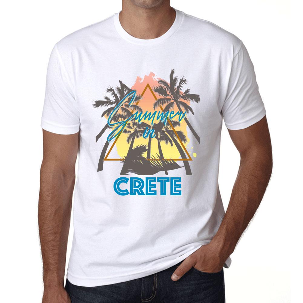 Ultrabasic Heren Vintage T-shirt Grafisch T-shirt Zomer Driehoek Kreta Wit