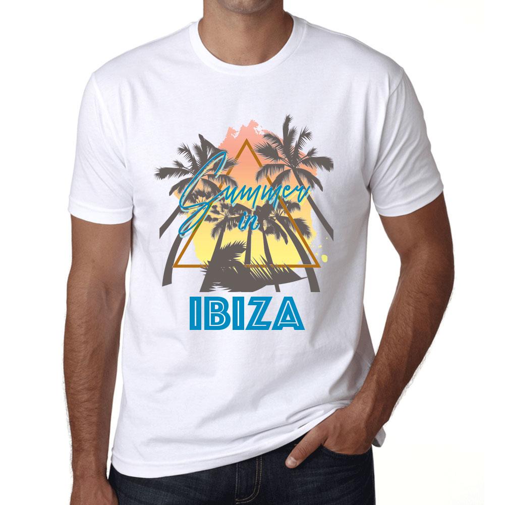 Ultrabasic Heren Vintage T-shirt Grafisch T-shirt Zomer Driehoek Ibiza Wit