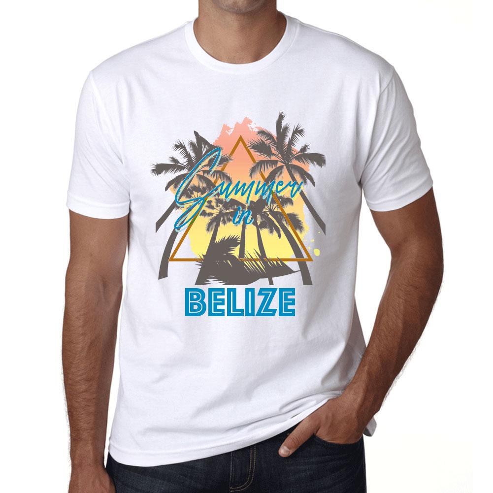 Ultrabasic Heren Vintage T-shirt Grafisch T-shirt Zomer Driehoek Belize Wit