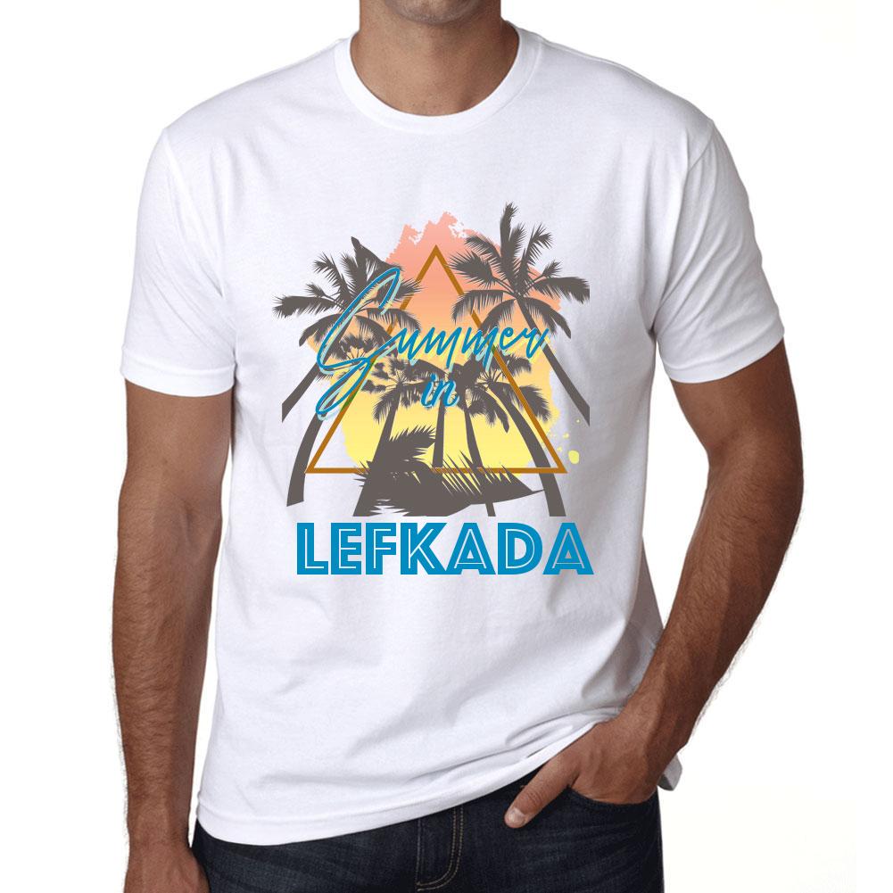 Ultrabasic Heren Vintage T-shirt Grafisch T-shirt Zomer Driehoek Lefkada Wit