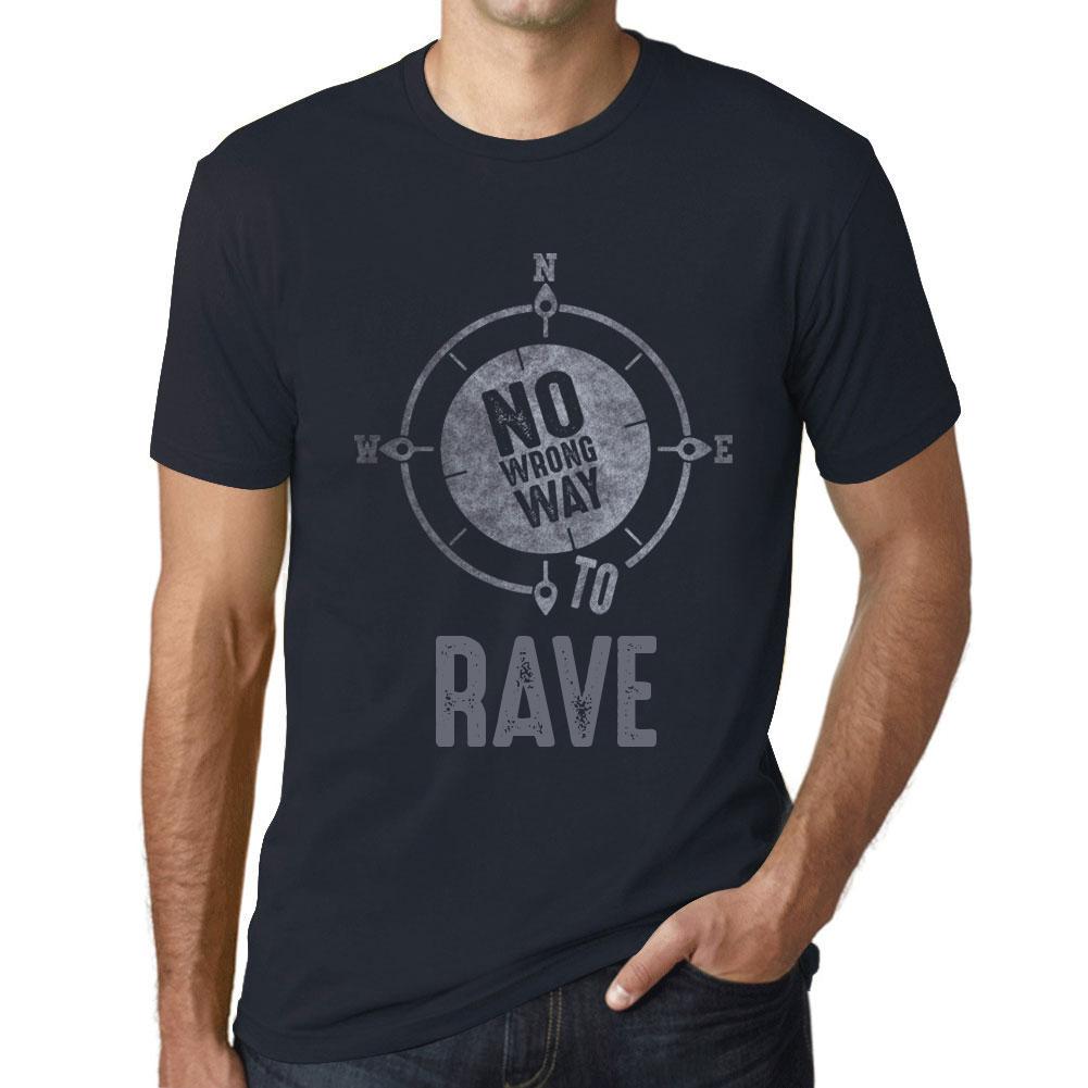 Ultrabasic Heren Vintage T-shirt Grafisch T-shirt Geen verkeerde manier Rave Navy