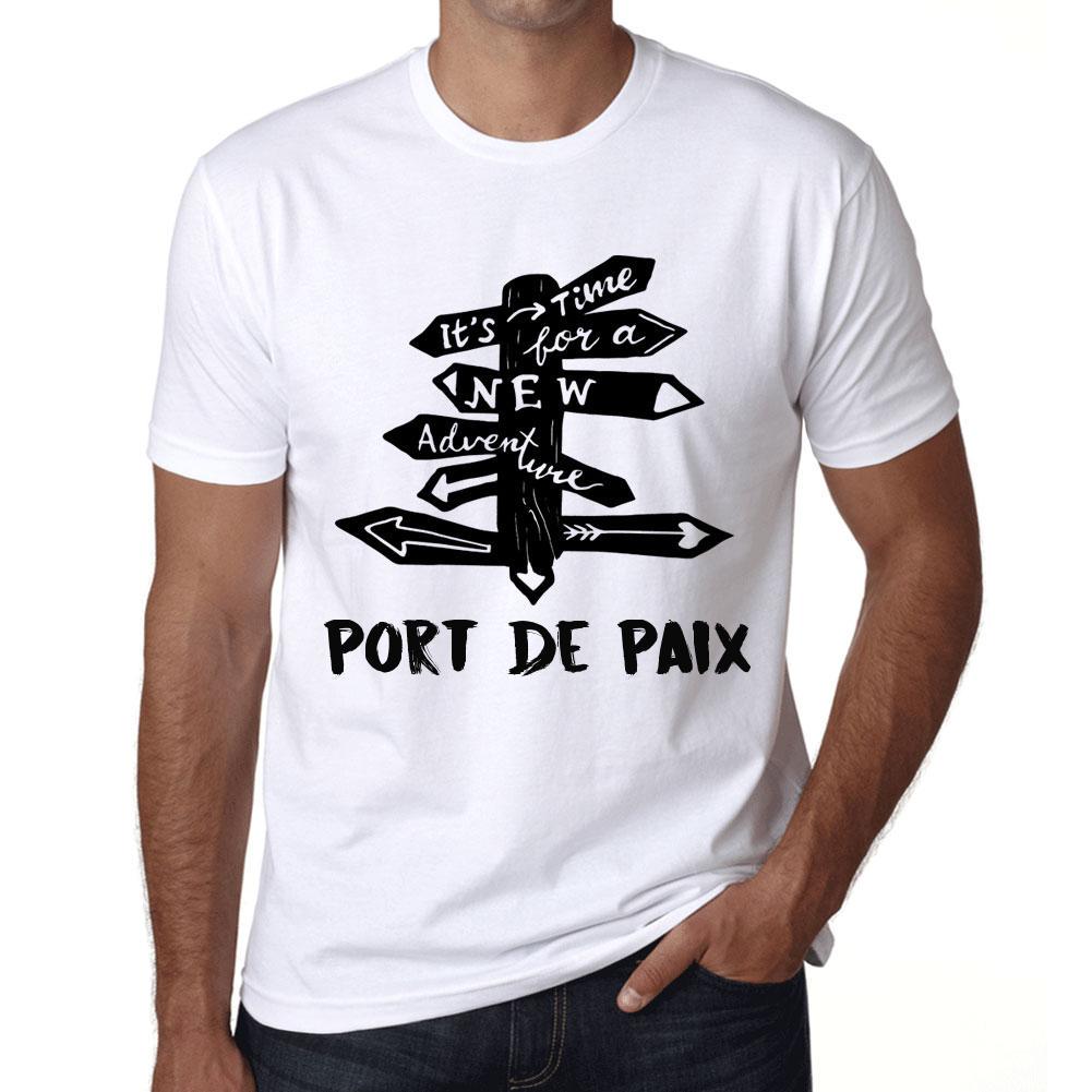 Ultrabasic Heren vintage T-shirt Grafisch T-shirt Tijd voor nieuwe avonturen Port de Paix Wit