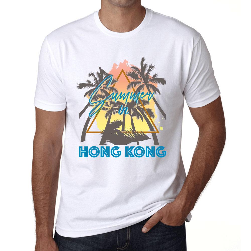 Ultrabasic Heren Vintage T-shirt Grafisch T-shirt Zomer Driehoek Hong Kong Wit