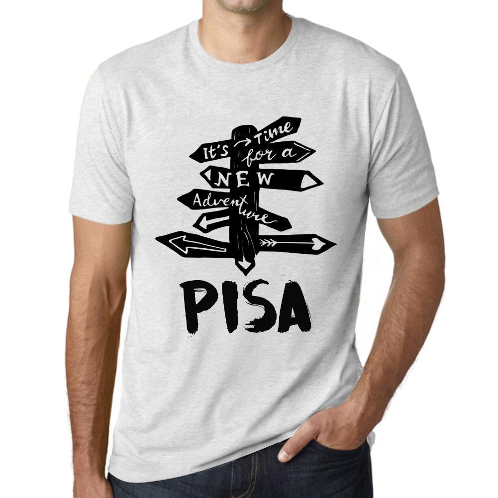 Ultrabasic Vintage T-shirt voor heren Grafisch T-shirt Tijd voor nieuwe avonturen Pisa Vintage Wit