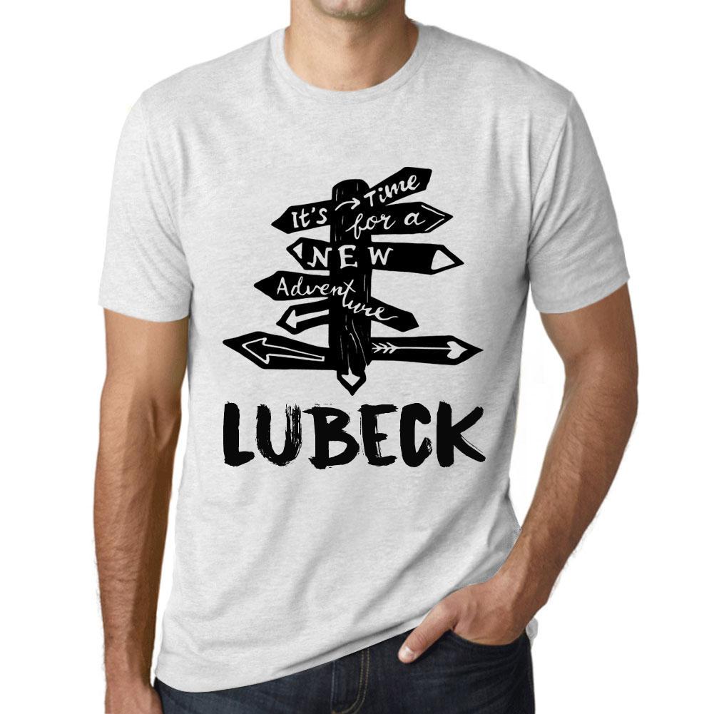 Ultrabasic Heren vintage T-shirt Grafisch T-shirt Tijd voor nieuwe avonturen Lübeck Vintage Wit