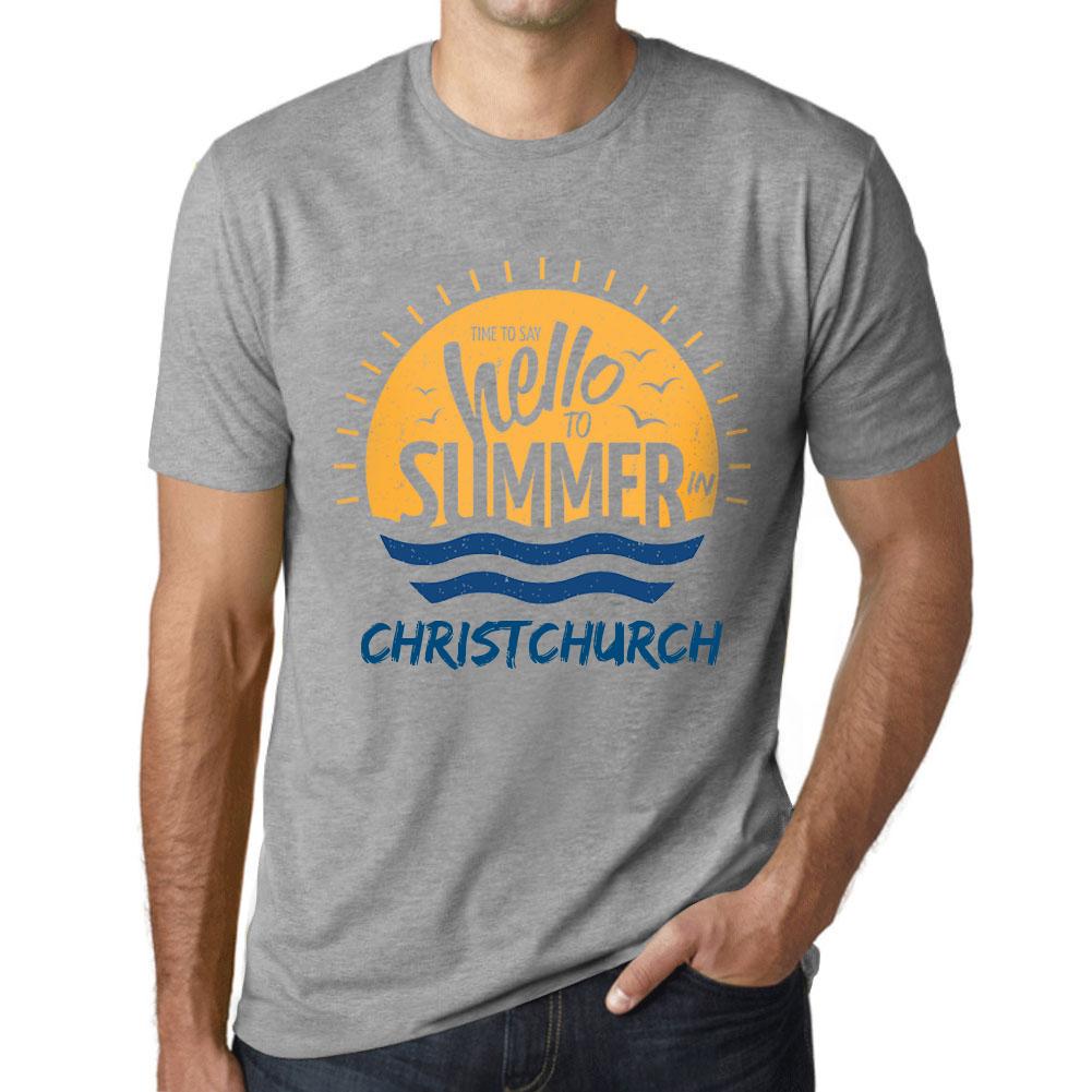 Ultrabasic Vintage T-shirt voor heren, grafisch T-shirt Tijd om hallo te zeggen tegen de zomer in Christchurch grijs gemêleerd