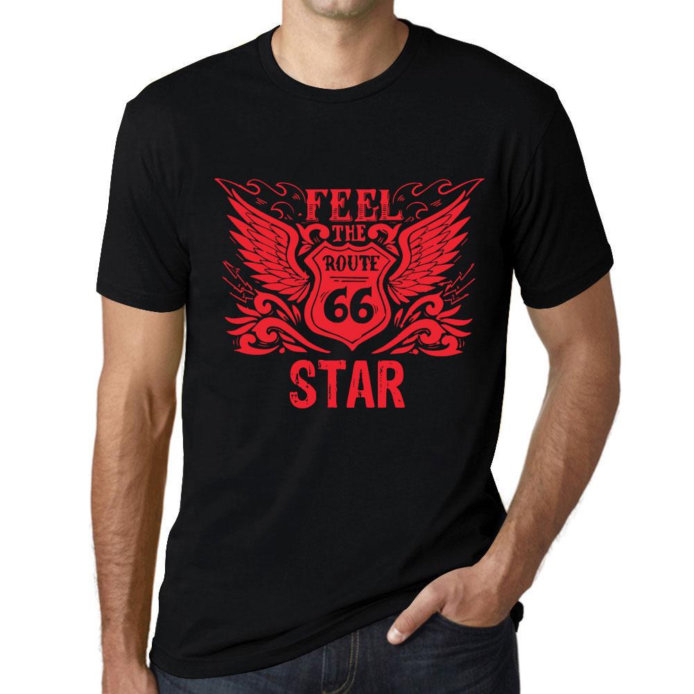 Ultrabasic Mannen Vintage Tee Shirt Graphic T Shirt Feel The Star Deep Black Red Tekst