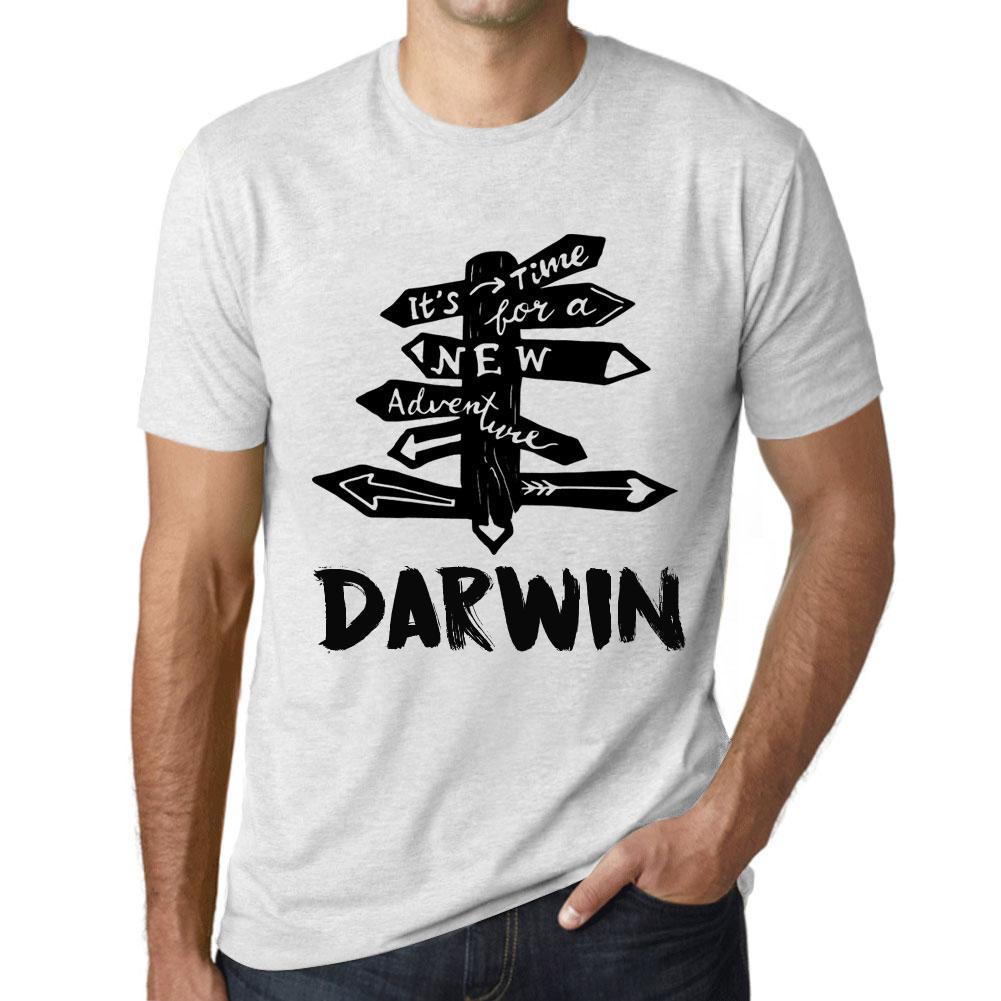 Ultrabasic Vintage T-shirt voor heren Grafisch T-shirt Tijd voor nieuwe avonturen Darwin Vintage White