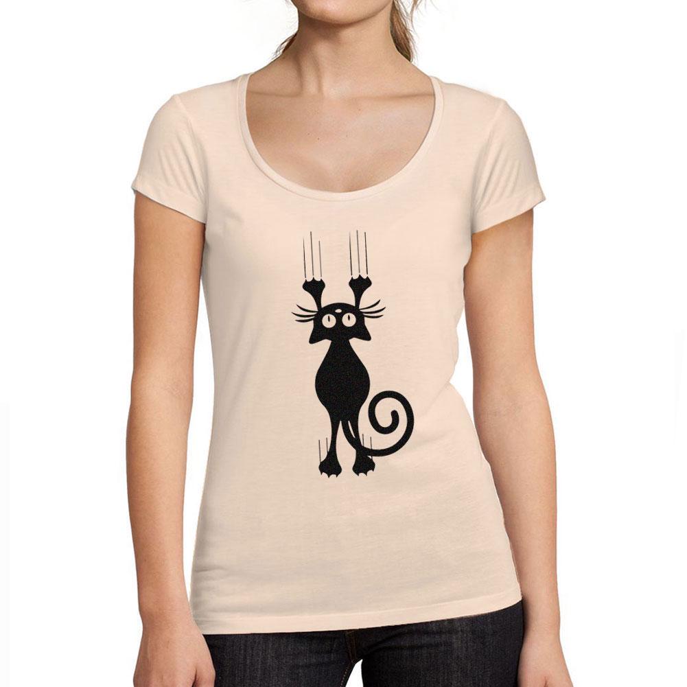 Ultrabasic  T-shirt Femme col Rond Decollete Drole Chat Tomber Imprime Tee