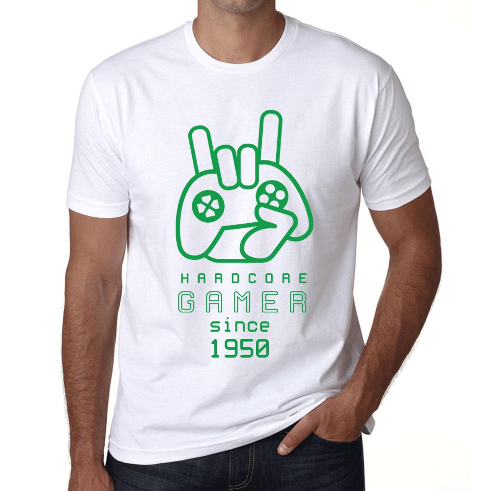 Ultrabasic Vintage T-shirt voor heren, grafisch T-shirt, hardcore gamer sinds 1950, wit