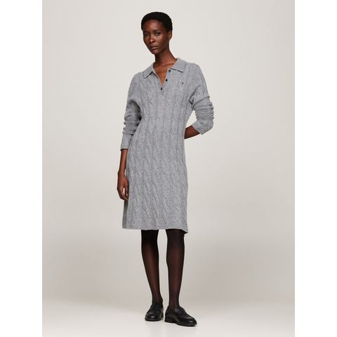 Tommy Hilfiger Gebreide jurk SOFT WOOL CABLE POLO SWT DRESS