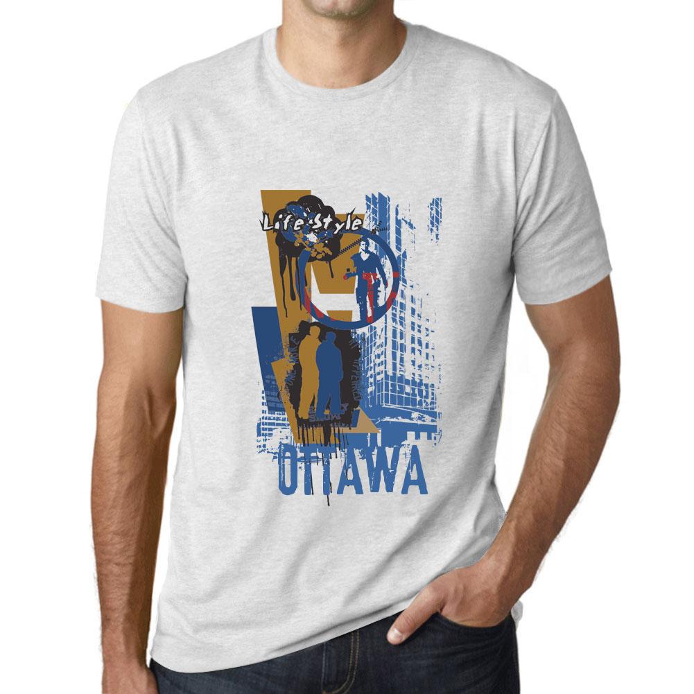 Ultrabasic Heren Vintage T-shirt Grafisch T-shirt Ottawa Lifestyle Vintage Wit