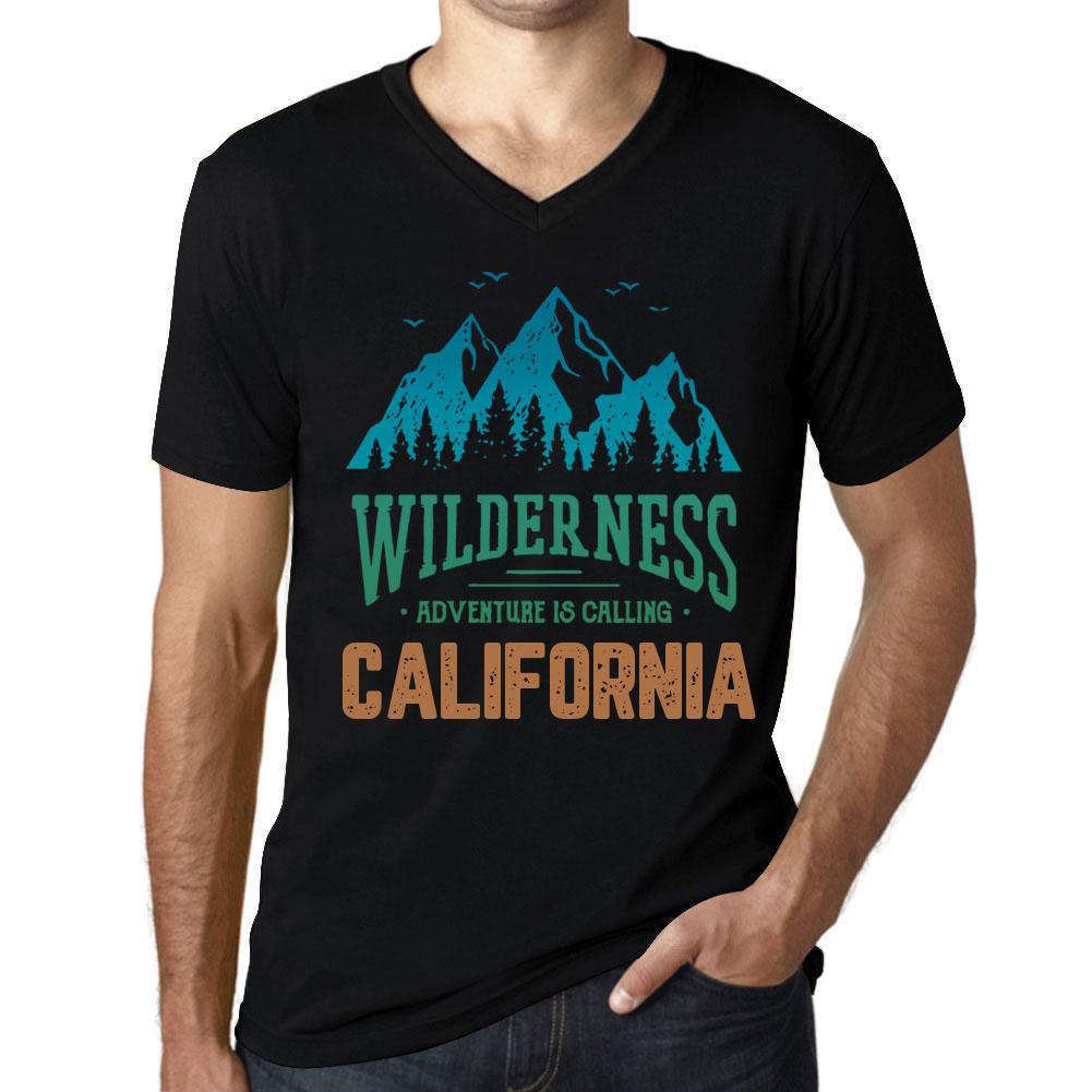 Ultrabasic Heren Vintage T-shirt Grafisch T-shirt V-hals Wildernis Californië Diep Zwart