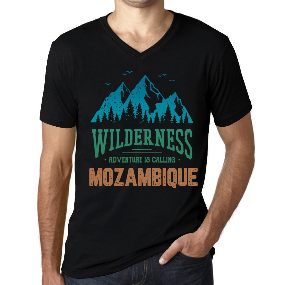 Ultrabasic Vintage T-shirt voor heren Grafisch T-shirt V-hals Wildernis Mozambique Diepzwart