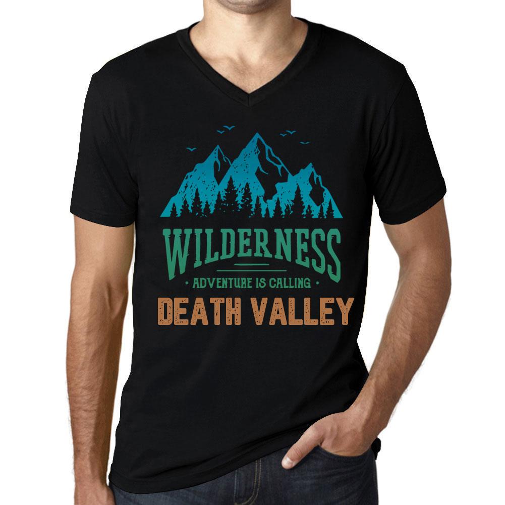 Ultrabasic Heren Vintage T-shirt Grafisch T-shirt V-hals Wilderness Death Valley Diep Zwart