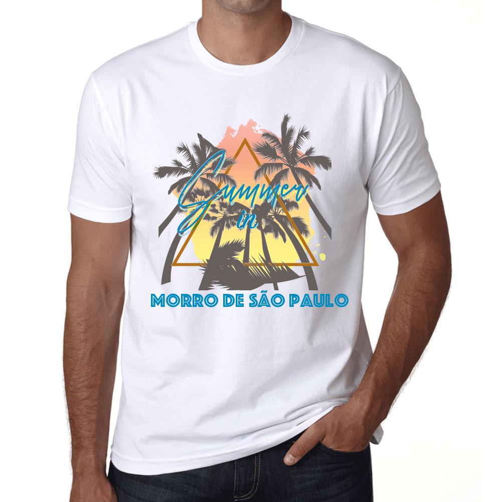 Ultrabasic Vintage T-shirt voor heren Grafisch T-shirt Zomerdriehoek Morro de S„o Paulo Wit