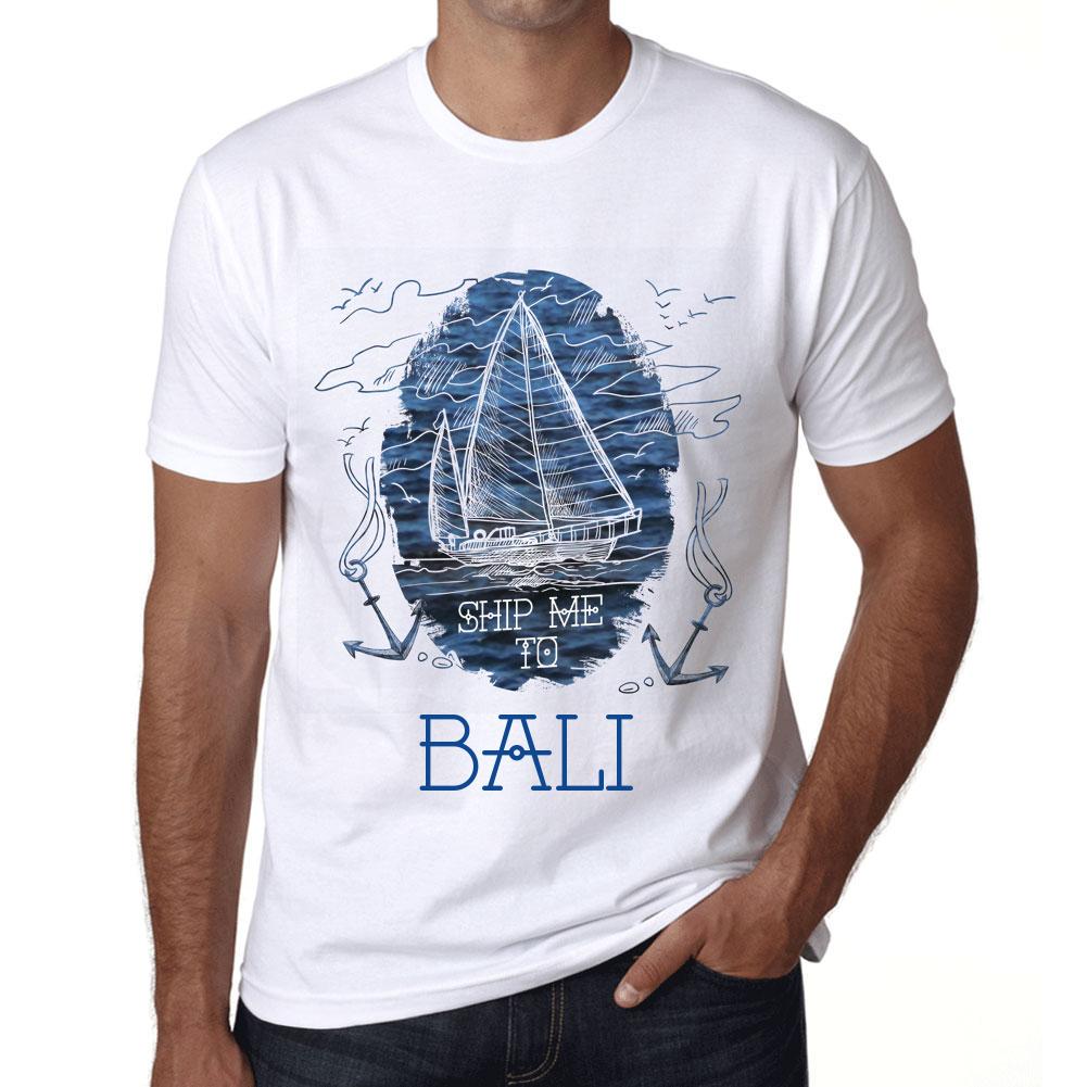 Ultrabasic Vintage T-shirt voor heren, grafisch T-shirt Ship Me to Bali White