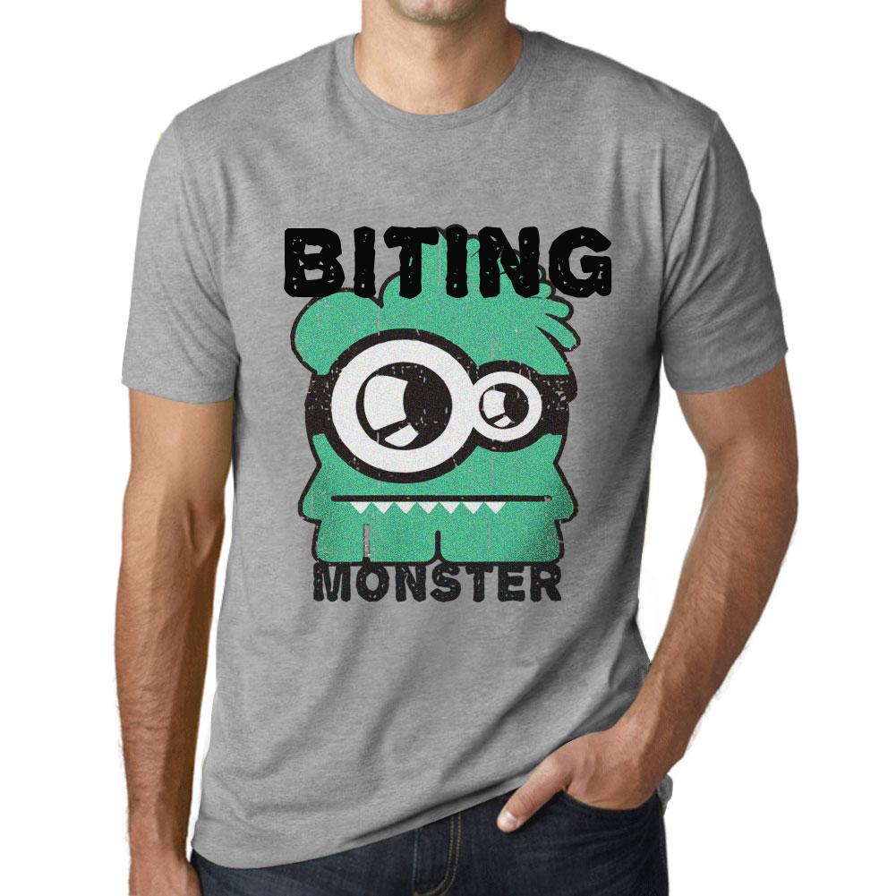 Ultrabasic Heren Vintage T-shirt Grafisch T-shirt Bijten Monster Grijs Gemêleerd