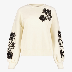 TwoDay dames sweater beige met geborduurde bloemen